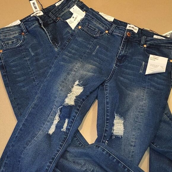 William Rast High Rise Slim Straight Distressed Wash Jeans - Picture 9 of 14